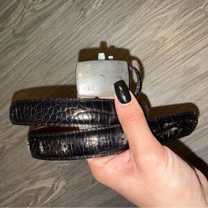 Vintage Polo Ralph Lauren Womens Belt Sz 39 With Pony Logo Buckle Snake Skin Blk